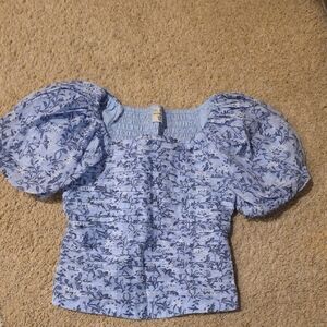 A&F GIirls' Puff Sleeve Top
